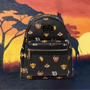 NWT LOUNGEFLY DISNEY The Lion King Cartoon Character Print Mini‎ Backpack
